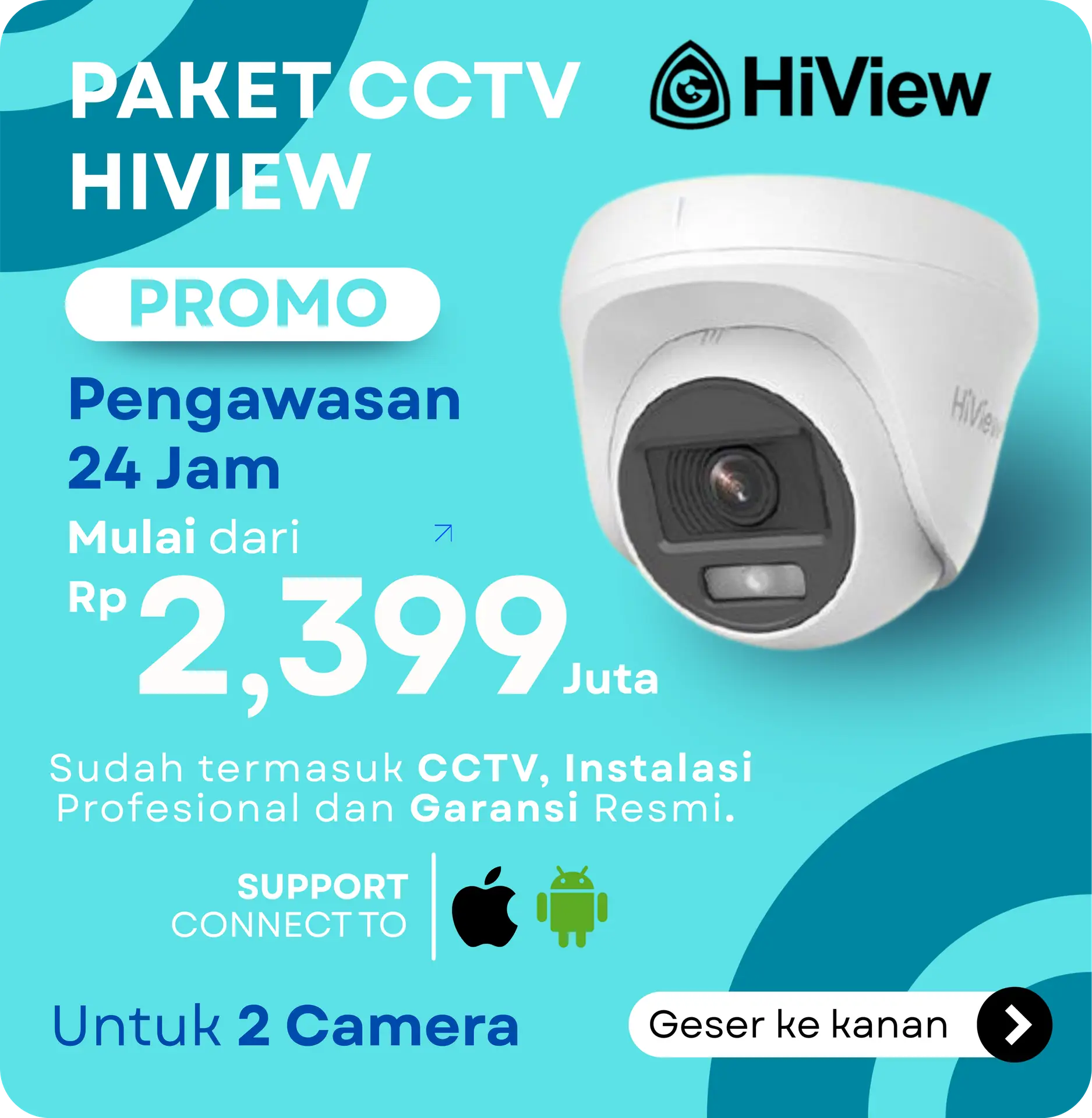 Paket CCTV HiView untuk 2 kamera